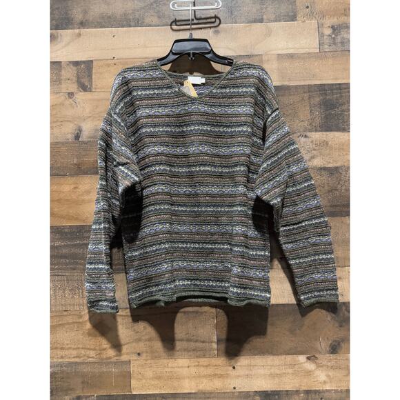 Vintage 1980s ALPS- Olive Grove-V-Neck Sweater - Size XXL - Picture 6 of 8